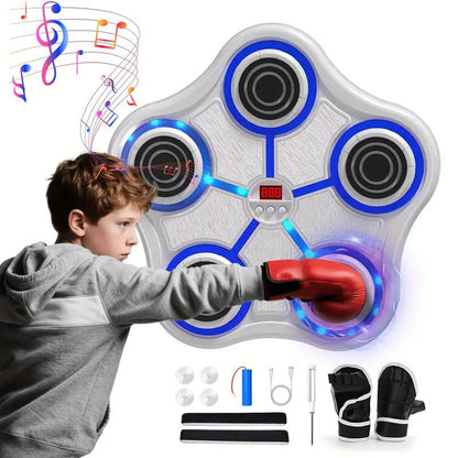 Music Boxing Machine with Boxing Gloves Controllable Sound Level with LED Electronic Wall Mounted Smart Control Boxing Machine, Musical Boxing Target Workout Punching Equipment，Christmas Gift